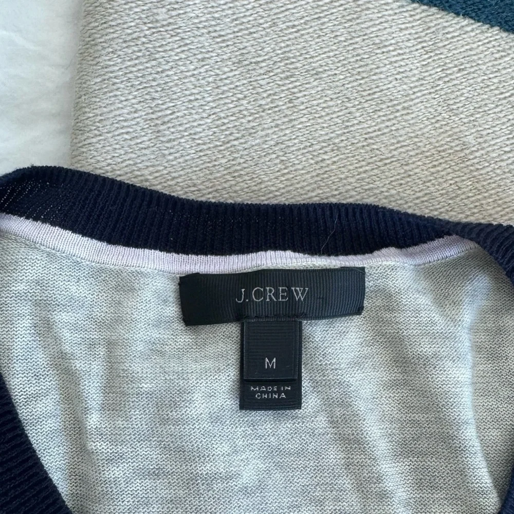 J. Crew Gray Argyle Sweater with Navy and Light Pink